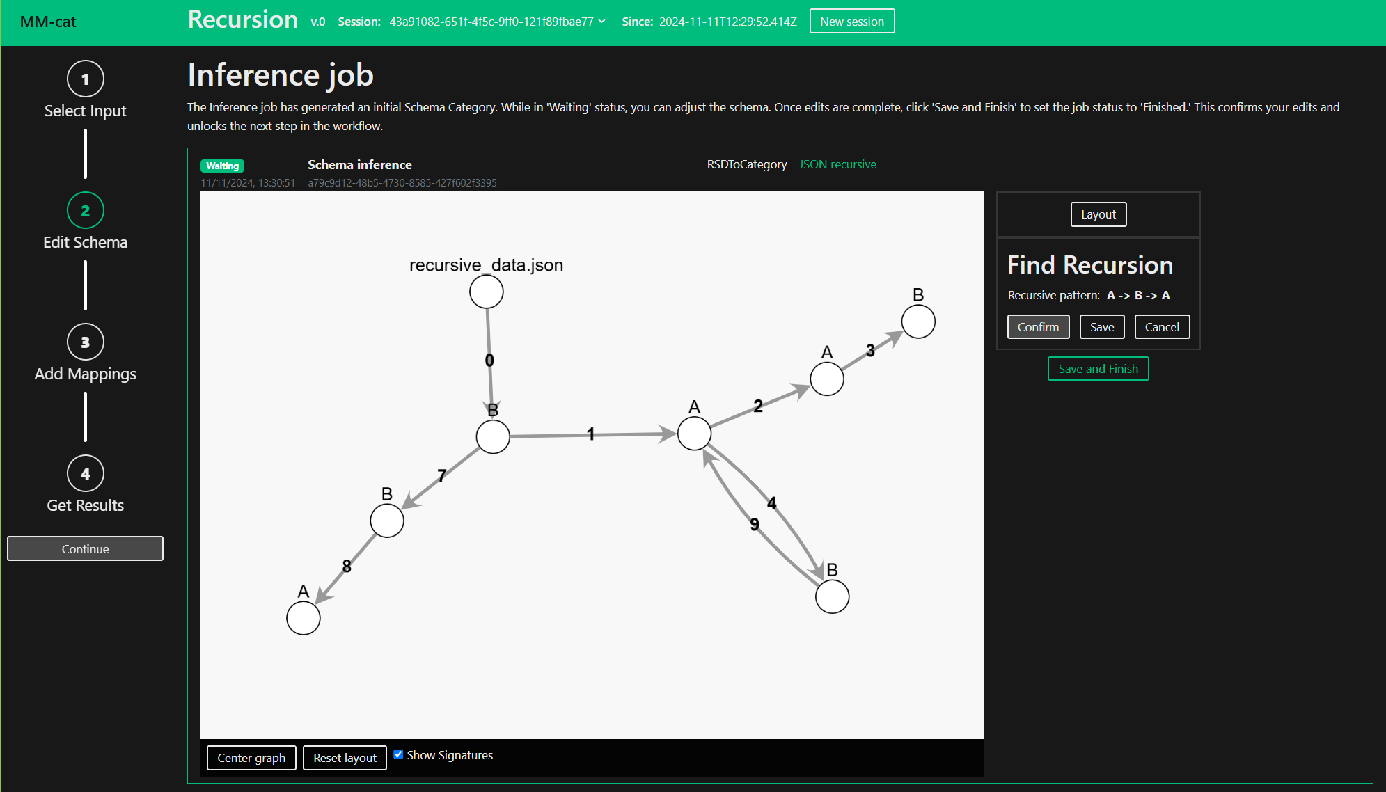 Schema with edited recursive structure