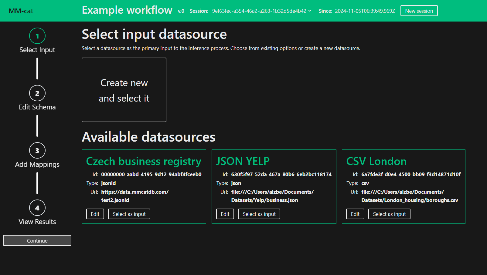 Workflow Input Selection